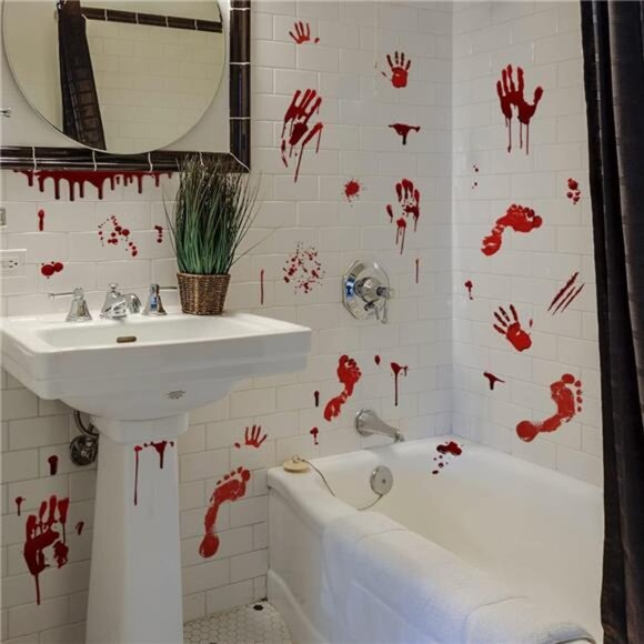Halloween Bloody‎ Handprint Footprint Window Stickers Wall Stickers Decorations - Picture 6 of 7